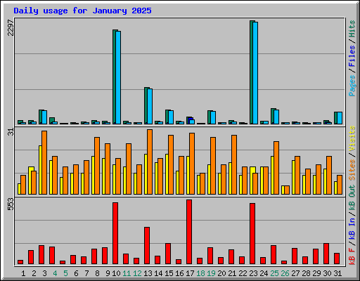 Daily usage for January 2025