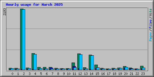 Hourly usage for March 2025